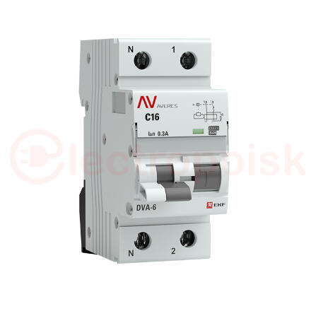 Автомат дифференциальный DVA-6 1P+N 16А (C) 300мА (A) 6кА AVERES