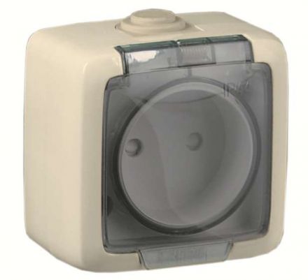 Розетка наружная без заземления без шторок слоновая кость IP44