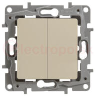 ETIKA Выключатель двухклавишный слоновая кость безвинтовые зажимы 10АХ ETIKA Выключатель двухклавишный слоновая кость безвинтовые зажимы 10АХ