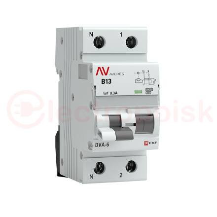 Автомат дифференциальный DVA-6 1P+N 13А (B) 300мА (A) 6кА AVERES