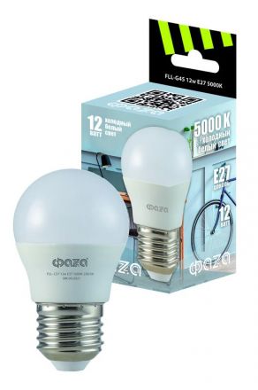 Лампа светодиодная LED 12Вт E27 5000K шар 230/50 ФАZА