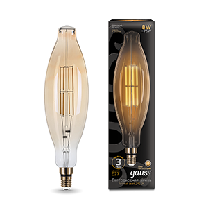 Лампа светодиодная LED 6 Вт 780 Лм 2400К теплая Е27 BT120 golden straight Filament Gauss