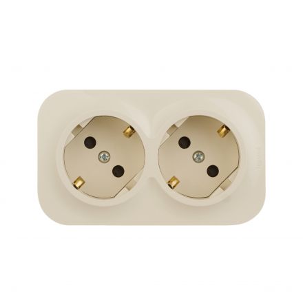 Quteo розеточный блок с предварительным           подключением 2 x 2К+З с защитными шторками - 16 A - 250 В IP 20 - Слоновая кость