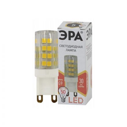 Лампы СВЕТОДИОДНЫЕ СТАНДАРТ LED JCD-5W-CER-827-G9 ЭРА (диод, капсула, 5Вт, тепл, G9)