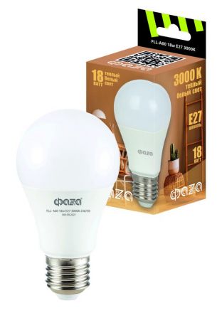 Лампа светодиодная LED 18Вт E27 3000K груша 230/50 ФАZА