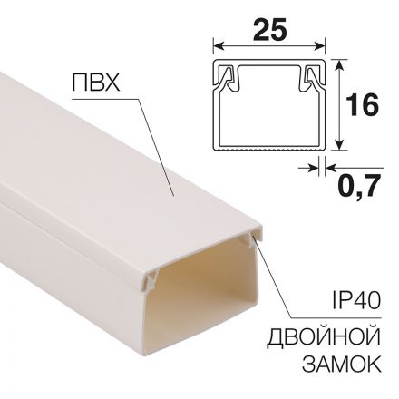 Кабель-канал 25х16 мм белый REXANT