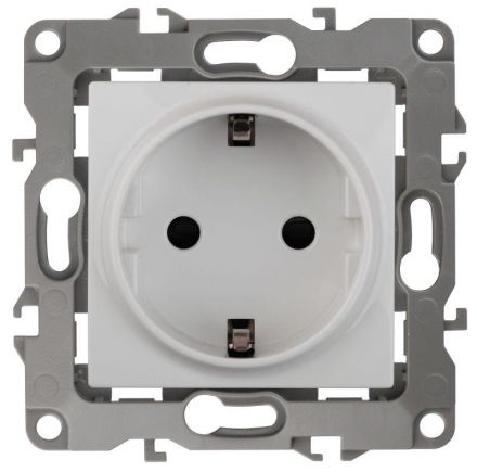 Розетка 2P+E Schuko, 16A-250В, винт, б.л., Эра12, белый, 12-2011-01