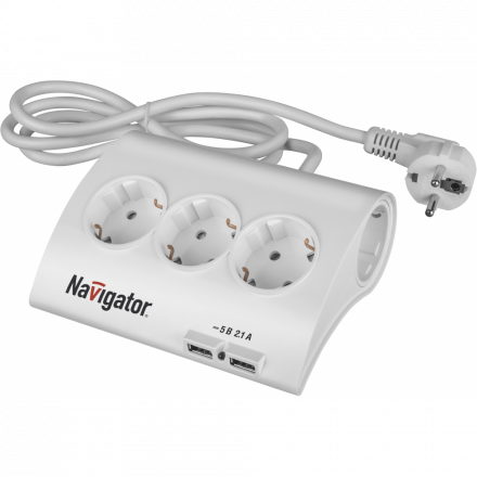 Удлинитель бытовой 5х1.8м с заземлением 16А ПВС 3х1.00 USB