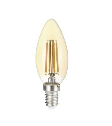 Лампа сетодиодная декоративная LED 6w E14 3000K свеча золотая филамент 230/50 Jazzway
