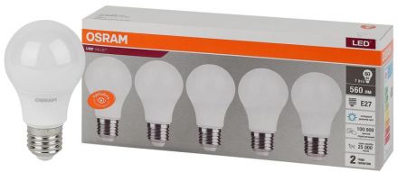 Лампа светодиодная LED 7 Вт E27 6500К 560Лм груша 220 В (замена 60Вт) OSRAM