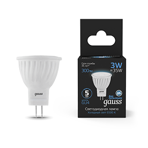 Лампа светодиодная LED 3 Вт 300 Лм 6500К холодная GU4 MR11 Black Gauss