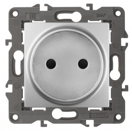 Розетка 2P, 16A-250В, IP20, Эра Elegance, алюминий (10/100/2400) 14-2105-03 ЭРА