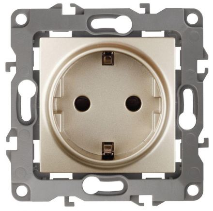Розетка 2P+E Schuko, 16A-250В, Эра12, шампань, 12-2101-04