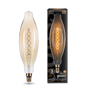 Лампа светодиодная LED 8 Вт 620 Лм 2400К теплая Е27 BT120 golden flexible Filament Gauss