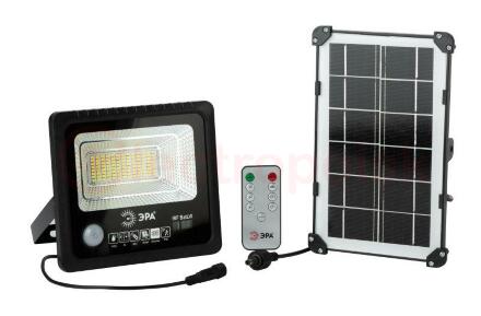 Прожектор светодиодный уличный на солн. бат. 50W, 360 lm, 5000K, с датч. движения, ПДУ, IP65 ЭРА