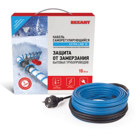 Кабель греющий саморегулирующийся REXANT 15MSR-PB, на трубу, 4 м/60 Вт