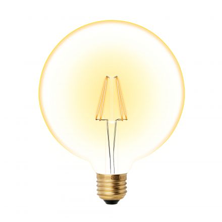 Лампа светодиодная декоративная LED 8вт 220-250В шар G125 680Лм Е27 2250К золотая колба Uniel Vintage