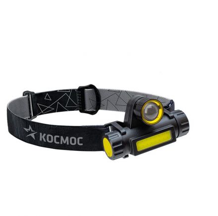 Фонарь налобный аккумуляторный KocH103WLith, 3W, аккум. 3,7V 1,2Ah, 180Lm, 8 часов, Космос