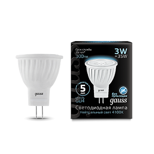 Лампа светодиодная LED 3 Вт 300 Лм 4100К белая GU4 MR11 Black Gauss