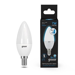 Лампа светодиодная LED 7 Вт 550 Лм 6500К холодная E14 Свеча шаг. диммирование Black Gauss