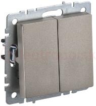 BRITE Выключатель двухклавишный 10А ВС10-2-0-БрШ шампань BRITE Выключатель двухклавишный 10А ВС10-2-0-БрШ шампань