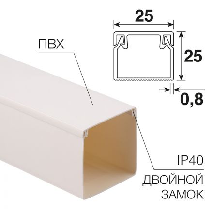 Кабель-канал 25х25 мм белый REXANT