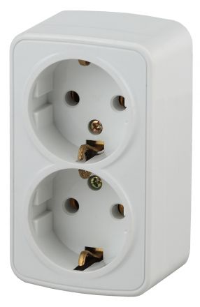 Розетка Intro Polo 3-204-01 двойная с заземлением 2х2P+E Schuko, 16A-250В, IP20, ОУ, Polo, белый
