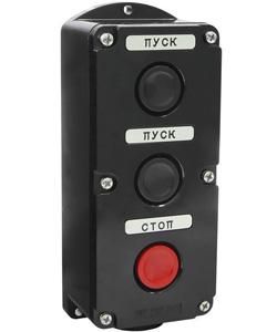 ПКЕ 212-3 У3, 10А, 660В, 3 элемента, чёрный и красный цилиндр, накладной, IP40, пост управления  (ЭТ)