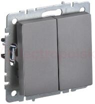 BRITE Выключатель двухклавишный 10А ВС10-2-0-БрС сталь BRITE Выключатель двухклавишный 10А ВС10-2-0-БрС сталь