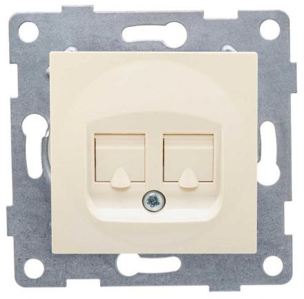 GUSI Ugra механизм розетки  компьютерной RJ45, двойной, скрытая установка.  Цвет бежевый.