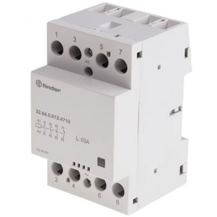 Модульный контактор 63А, 4 NO, катушка 120В AC/DC, Механический индикатор, Контакты AgSnO2