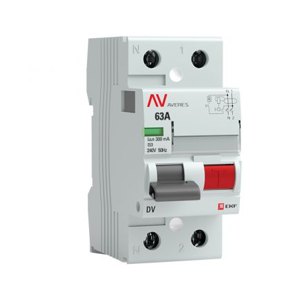 Устройство защитного отключения DV 2P 63А/300мА (AC) AVERES