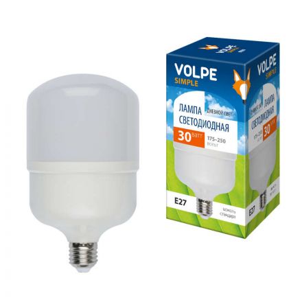Лампа светодиодная LED-M80-30W/DW/E27/FR/S Матовая. Серия Simple. Дневной свет (6500K). Картон. ТМ Volpe.