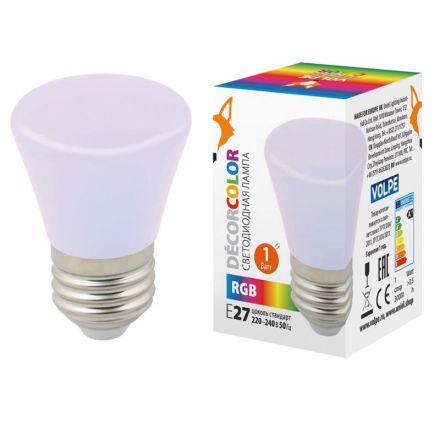 Лампа декоративная светодиодная LED-D45-1W/RGB/E27/FR/С BELL Форма Колокольчик матовая Цвет RGB Картон ТМ Volpe