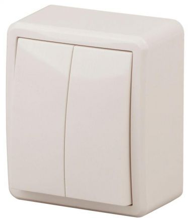 Выключатель двойной, 10АХ-250В, ОУ, Эра Эксперт, сл.кость,11-1204-02