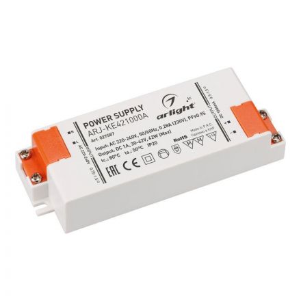 Блок питания ARJ-KE421000A (42W, 1000mA, PFC) (ARL, IP20 Пластик, 5 лет)