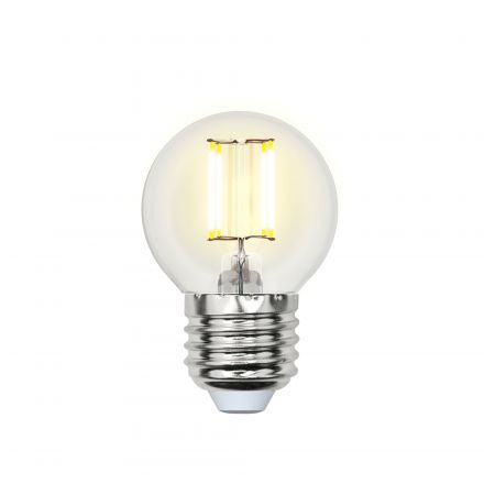 Лампа светодиодная LED 5вт 200-250В шар диммируемый 450Лм Е27 4000К Uniel Air филамент