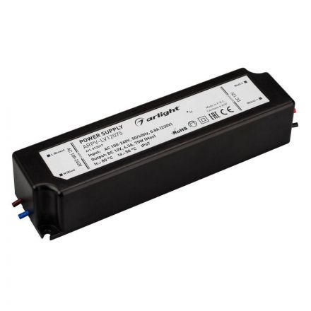 Блок питания ARPV-LV12075 (12V, 6.3A, 75W) (ARL, IP67 Пластик, 2 года)