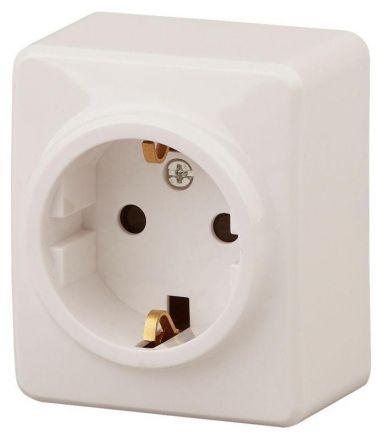 Розетка 2P+E Schuko со шторками, 16A-250В, ОУ, Эра Эксперт, сл.кость, 11-2204-02