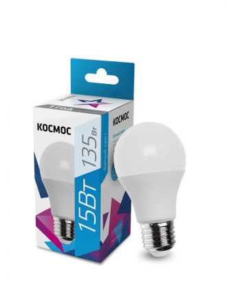 Лампа светодиодная LED 15Вт 220В Е27 D60х108 4500 белый A60 Космос
