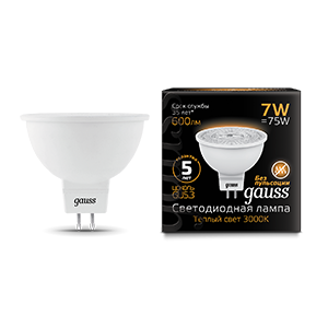 Лампа светодиодная LED 7 Вт 600 Лм 3000К теплая GU5.3 MR16 Black Gauss