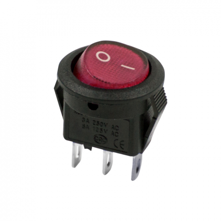 Выключатель клавишный круглый 250V 3А (2с) ON-OFF красный  Micro  REXANT