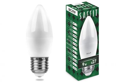 Лампа светодиодная LED 9вт Е27 белый матовая свеча