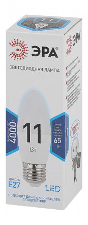 Лампа светодиодная Эра LED B35-11W-840-E27 (диод, свеча, 11Вт, нейтр, E27)