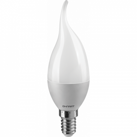 Лампа светодиодная LED 6вт E14 белый матовая свеча на ветру