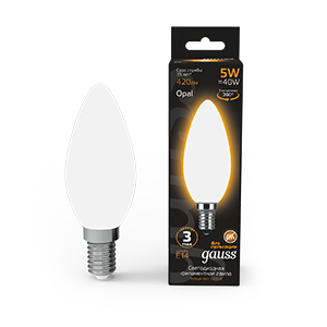 Лампа светодиодная LED 5 Вт 420 Лм 2700К теплая Е14 Свеча milky Filament Gauss