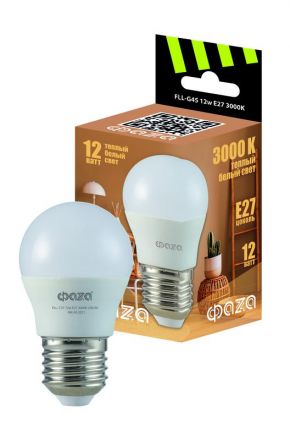 Лампа светодиодная LED 12Вт E27 3000K шар 230/50 ФАZА