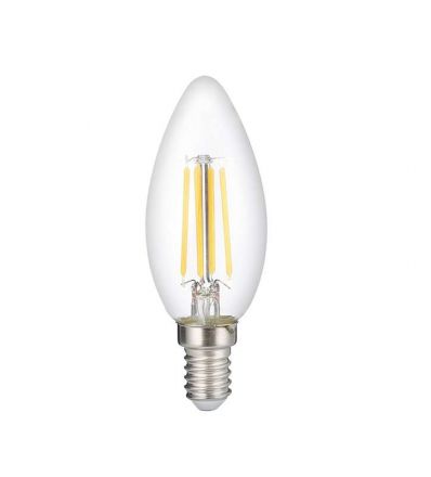 Лампа сетодиодная декоративная LED 8w E14 4000K свеча прозрачная филамент 230/50 Jazzway