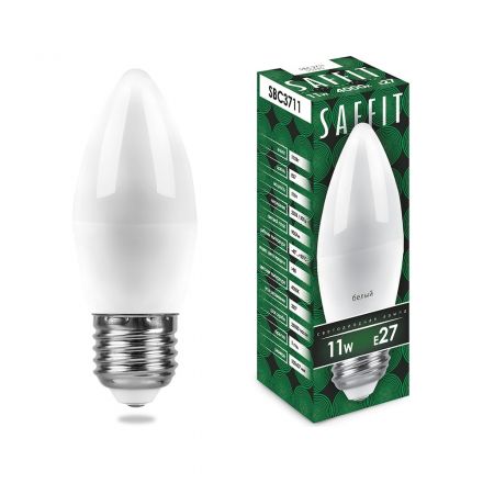 Лампа светодиодная LED 11вт Е27 белый матовая свеча