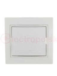 Выключатель одноклавишный, белый, с белой вставкой Выключатель одноклавишный, белый, с белой вставкой